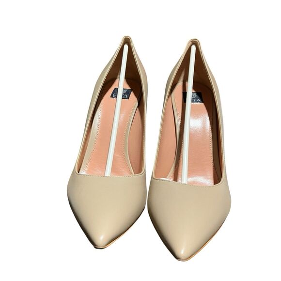 Lita Nude Pointed Toe Stiletto Italian Leather Pumps - Picture 10 of 13